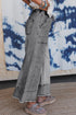 Western Drawstring Seam Detail Raw Hem Wide Leg Jeans