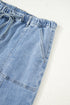 Western Drawstring Seam Detail Raw Hem Wide Leg Jeans