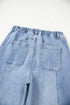 Western Drawstring Seam Detail Raw Hem Wide Leg Jeans