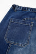 Western Drawstring Seam Detail Raw Hem Wide Leg Jeans