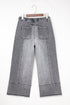 Western Drawstring Seam Detail Raw Hem Wide Leg Jeans