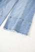 Western Drawstring Seam Detail Raw Hem Wide Leg Jeans