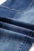 Western Drawstring Seam Detail Raw Hem Wide Leg Jeans
