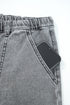 Western Drawstring Seam Detail Raw Hem Wide Leg Jeans