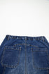 Western Drawstring Seam Detail Raw Hem Wide Leg Jeans
