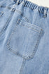 Western Drawstring Seam Detail Raw Hem Wide Leg Jeans
