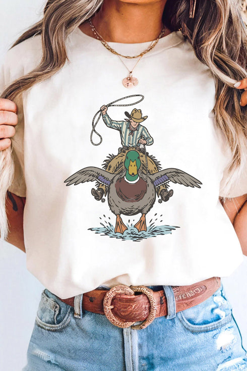 Western Duck Print Graphic Novelty Statement Tee