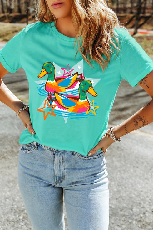 Western Duck Print Outdoor Country Casual Graphic Tee