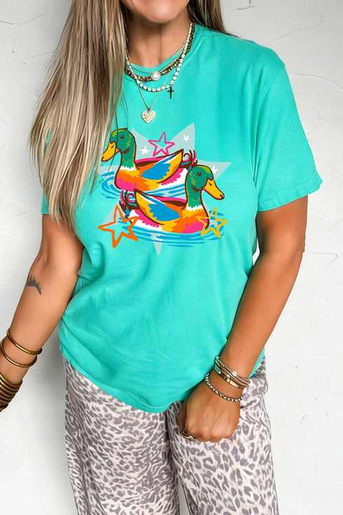 Western Duck Print Outdoor Country Casual Graphic Tee