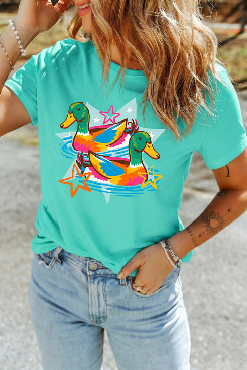 Western Duck Print Outdoor Country Casual Graphic Tee