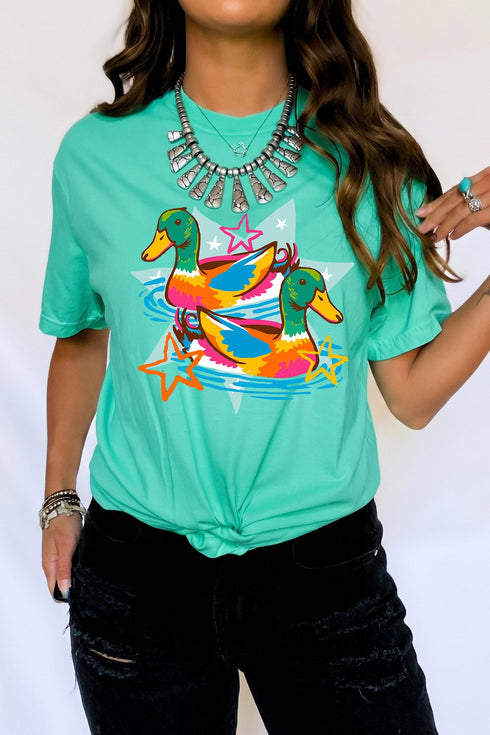 Western Duck Print Outdoor Country Casual Graphic Tee
