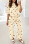 Western Duck Print Short Sleeve Top Pocket Barrel Pants Set