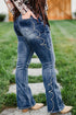 Western Embroidered Full Length Flare Denim Jeans