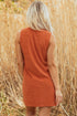 Western Embroidered Patched Pocket Corduroy Shift Mini Dress