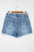 Western Embroidered Studded Stretch Cotton Denim Shorts