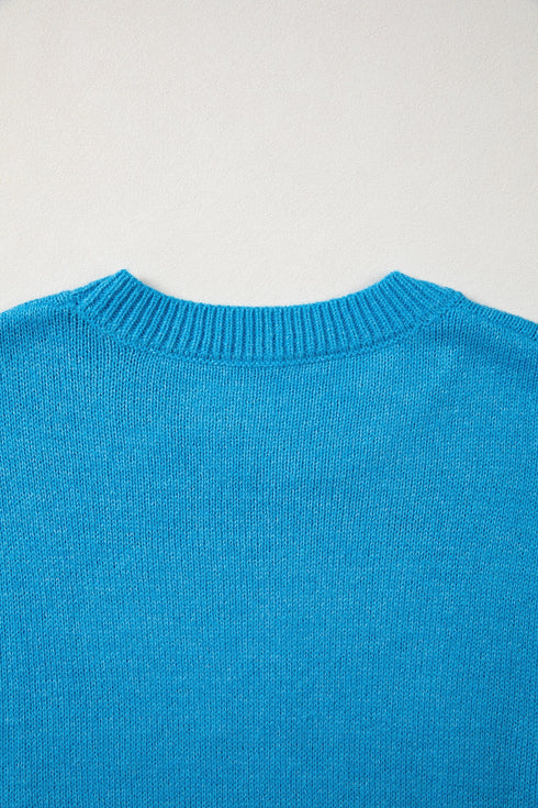 Western Embroidery Drop Shoulder Pullover Knit Sweater