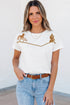Western Fashion Intricate Embroidered Casual Stretch Tee