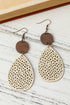 Western Faux Leather Cutout Teardrop Hook Earrings