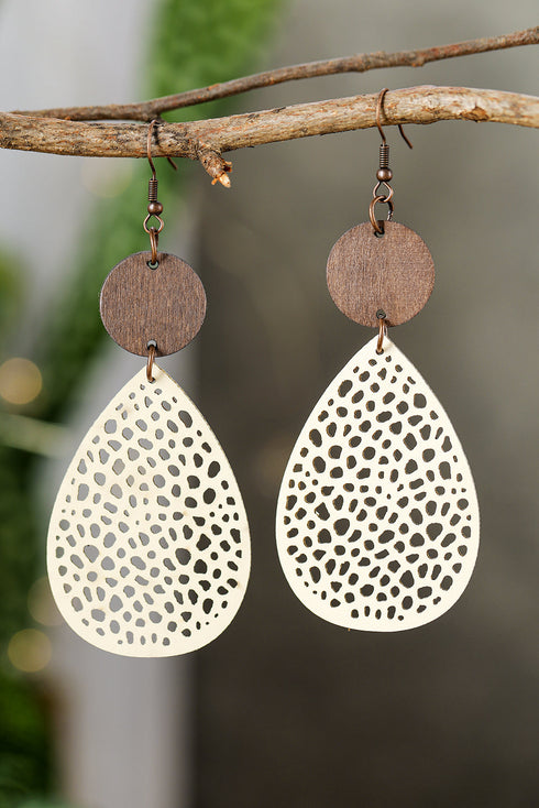 Western Faux Leather Cutout Teardrop Hook Earrings