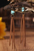 Western Faux Leather Fringe And Tassel Drop Earrings
