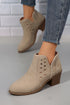 Western Faux Suede Pointed Toe Cut Out Ankle Boots