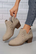 Western Faux Suede Pointed Toe Cut Out Ankle Boots