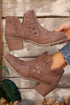Western Faux Suede Pointed Toe Cut Out Ankle Boots