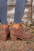 Western Faux Suede Pointed Toe Cut Out Ankle Boots