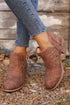 Western Faux Suede Pointed Toe Cut Out Ankle Boots