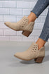 Western Faux Suede Pointed Toe Cut Out Ankle Boots