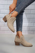 Western Faux Suede Pointed Toe Cut Out Ankle Boots