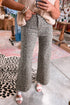 Western Flair Leopard Print High Waist Frayed Hem Wide Leg Jeans