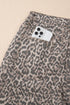 Western Flair Leopard Print High Waist Frayed Hem Wide Leg Jeans