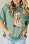 Western Floral Boot Graphic Exposed Seam T-Shirt