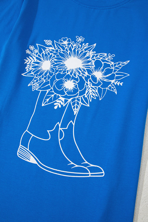 Western Floral Boot Graphic Short Sleeve Tee