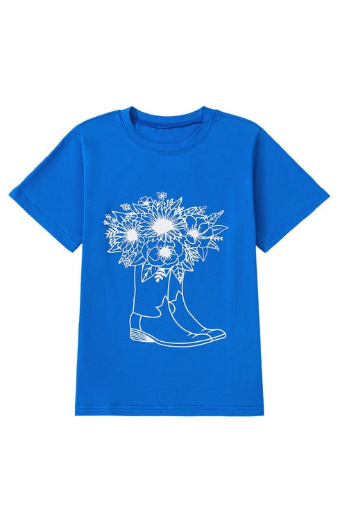 Western Floral Boot Graphic Short Sleeve Tee