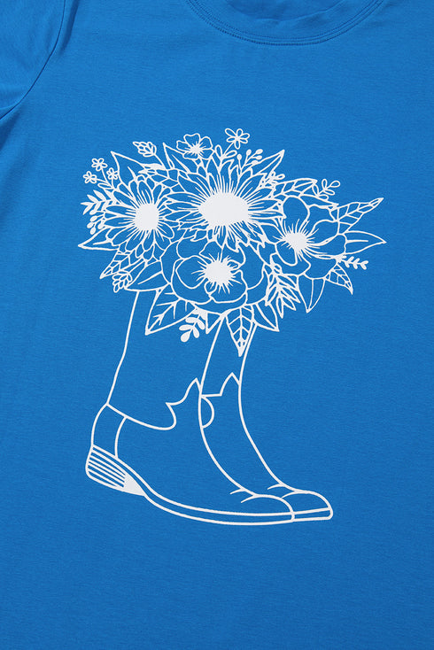 Western Floral Boot Graphic Short Sleeve Tee