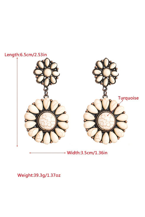 Western Floral Motif Stone Inlay Stud Earrings