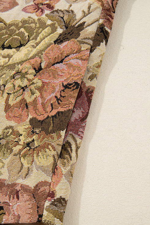 Western Floral Patchwork Waffle Knit Buttoned Jacket