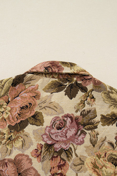 Western Floral Patchwork Waffle Knit Buttoned Jacket