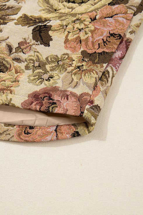 Western Floral Patchwork Waffle Knit Buttoned Jacket