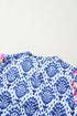 Western Floral Print Puff Sleeve Frilled Neck Blouse