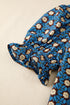Western Floral Print V Neck Pleated Puff Sleeve Blouse