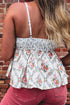 Western Floral Printed Patchwork Spaghetti Strap Tank Top