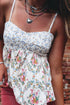 Western Floral Printed Patchwork Spaghetti Strap Tank Top