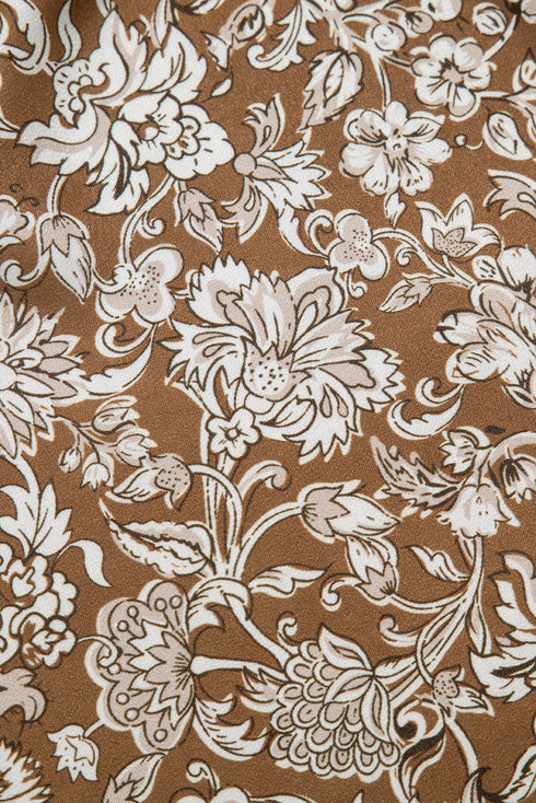 Western Floral Ruffle Hem High Waist Flowing Maxi Skirt