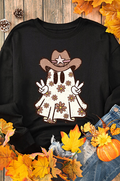Western Floral Spirit Graphic Crew Neck Sweatshirt