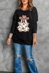 Western Floral Spirit Graphic Crew Neck Sweatshirt