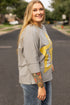 Western Floral Star Patchwork Applique Three Quarter Sleeve Top