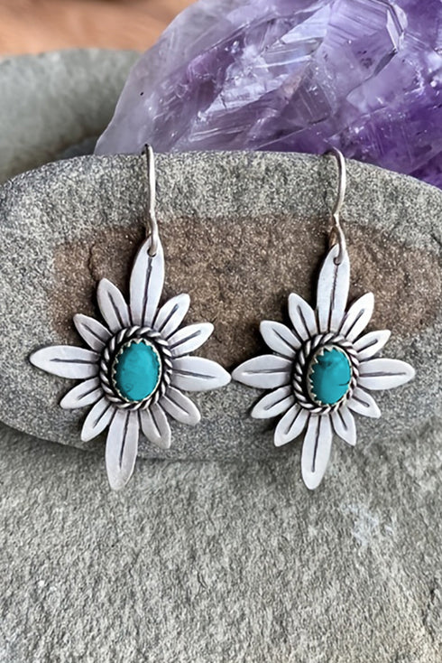 Western Flower Motif Alloy Dangle Hook Earrings